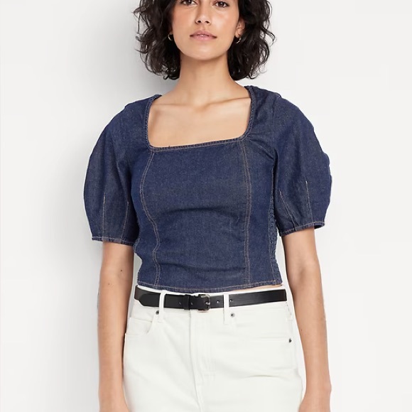 Old Navy Tops - OLD NAVY Square-Neck Denim Cropped Top Size XL NEW